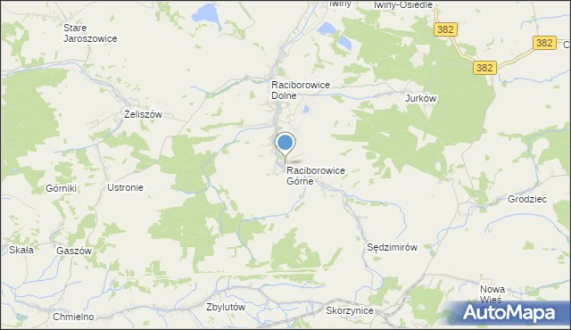 mapa Raciborowice Górne, Raciborowice Górne na mapie Targeo
